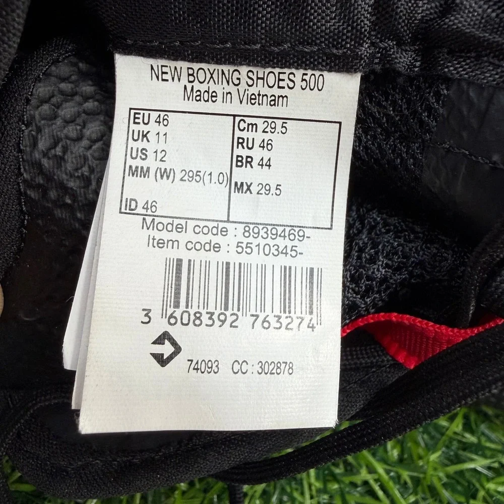 Decathlon Boxing Shoes Mens 12 Black Red High Top Training Boots Domyos BS500